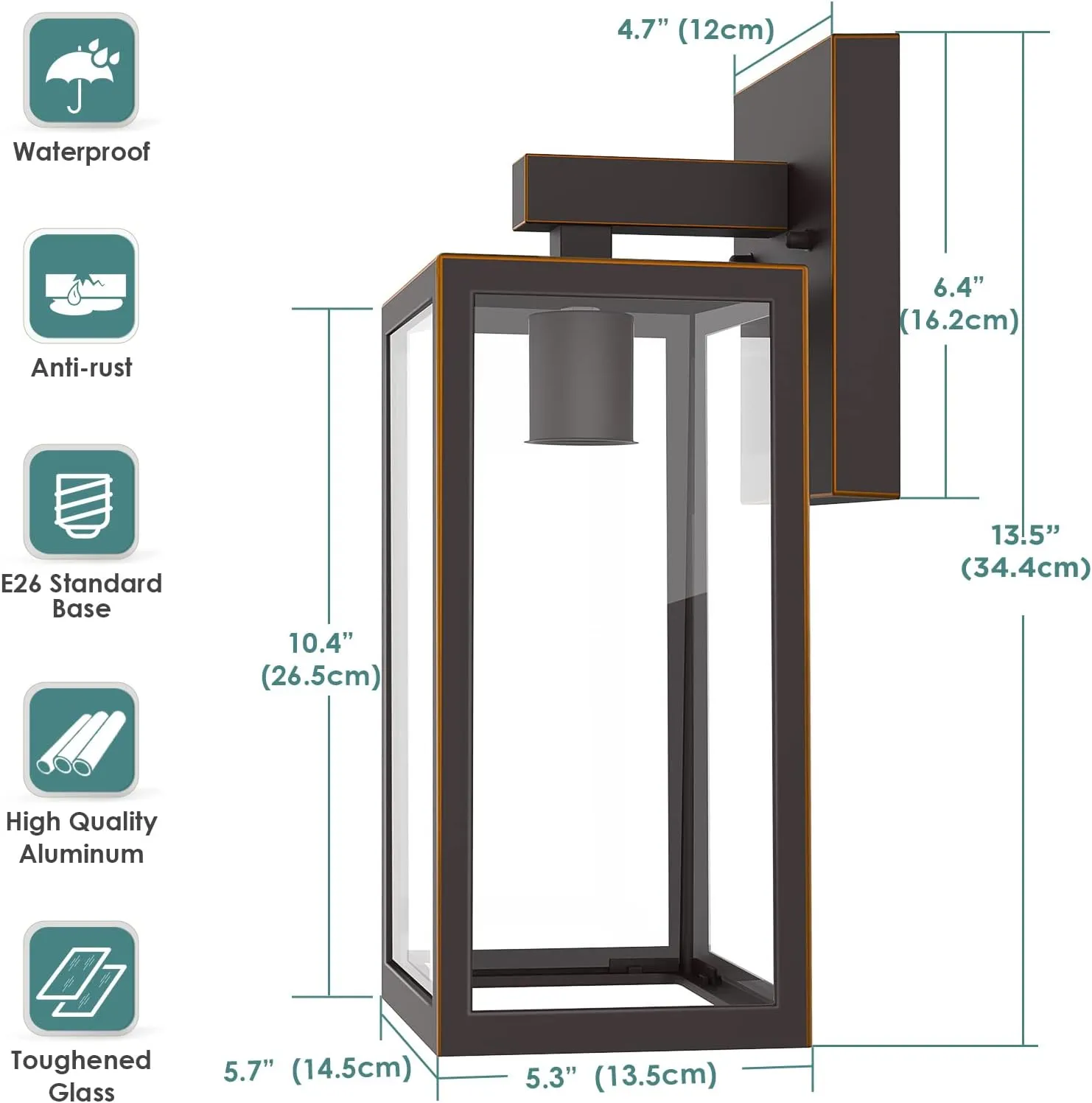 MAXvolador Outdoor Wall Lantern, Large Exterior Waterproof Wall Sconce Light Fixture, Oil Rubbed Bronze Anti-Rust Mount Lights, E26 Porch Patio Lighting