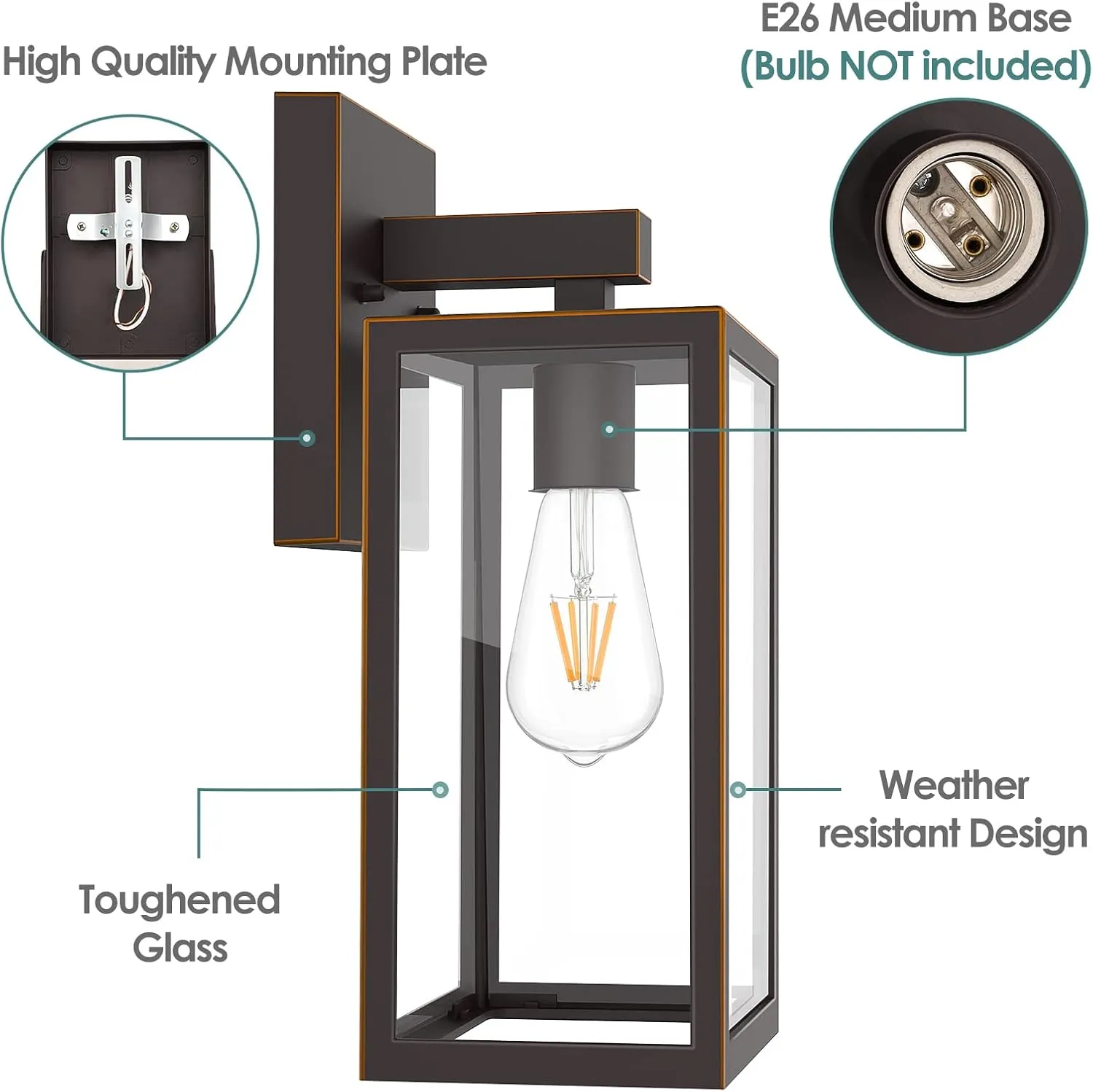 MAXvolador Outdoor Wall Lantern, Large Exterior Waterproof Wall Sconce Light Fixture, Oil Rubbed Bronze Anti-Rust Mount Lights, E26 Porch Patio Lighting