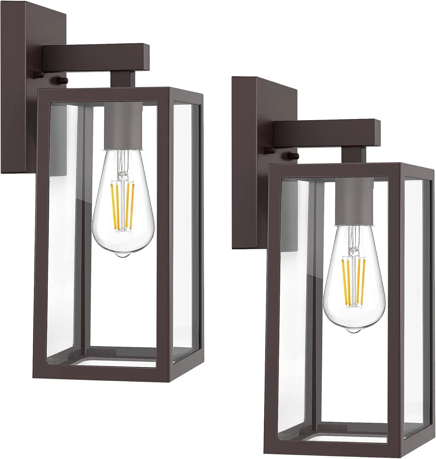 MAXvolador Outdoor Wall Sconce, Exterior Waterproof Wall Lantern Light Fixture, Dark Chocolate Porch Light Glass, Anti-Rust E26 Patio Lighting, 2 Pack