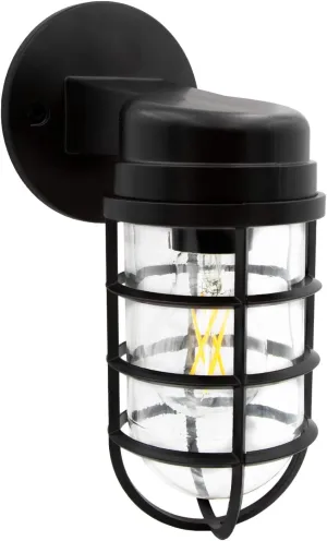 Maxxima LED Cage Light Wall Lantern - Outdoor Porch Light w/ A19 Edison Bulb, 800 Lumens, 2700K Soft White, Dimmable, Decorative Fixture with Modern Mount for Front Door, Garage, and Indoor Lighting