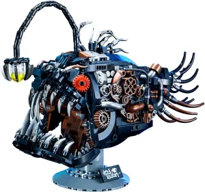 Mechanical Lantern Fish Model Kit with LED Light, DIY Building Toy Construction Set, Educational STEM Mythical Creatures Building Blocks for Kids Adults Age 8 , 1038 PCS