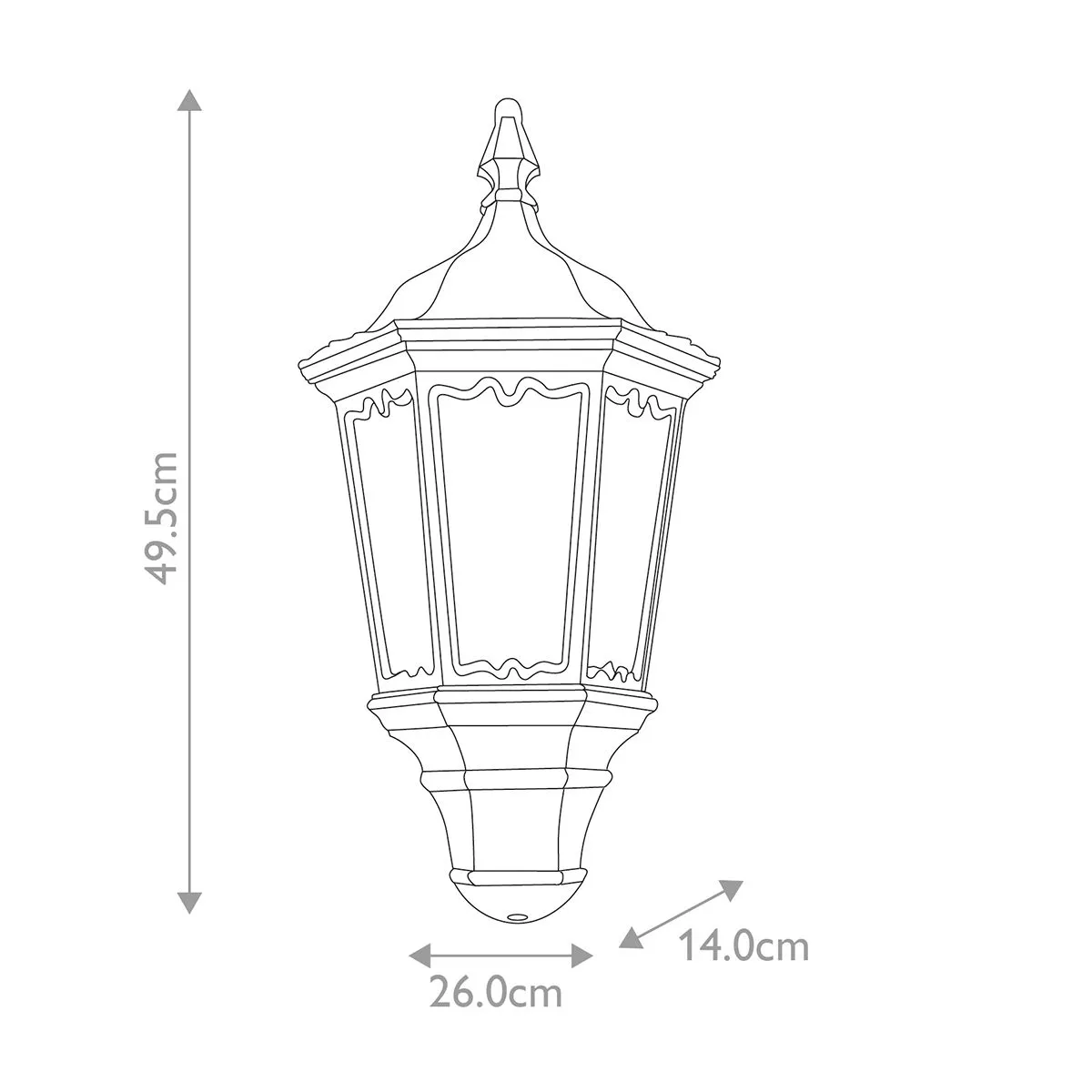 Medstead 1 Light Half Lantern | Black