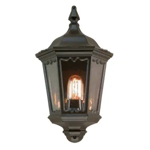 Medstead 1 Light Half Lantern with PIR | Black
