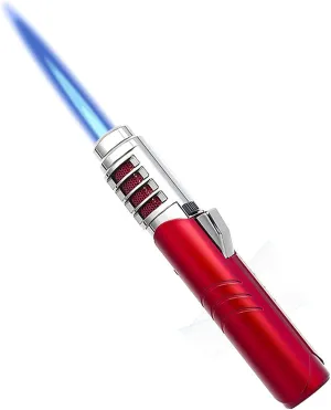 Metal Butane Lighter, Windproof Jet Flame Long Lighter, Adjustable Flame Lighter, Suitable for Hiking, Camping and Other Scenes.(Red)
