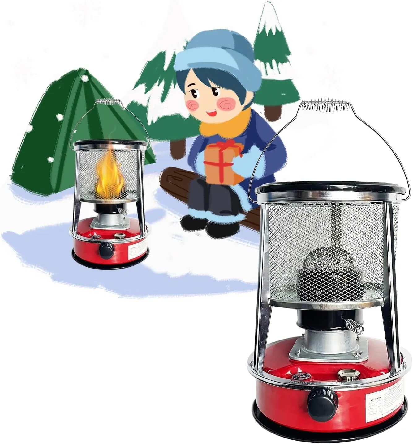 Metal Kerosene Wick Heater Non Electric Camping Space Kerosene Stove Burner Adjustable Firepower Refined Gas Stove, for Outdoor Camping Camp Tent Hunting Garage Boiling