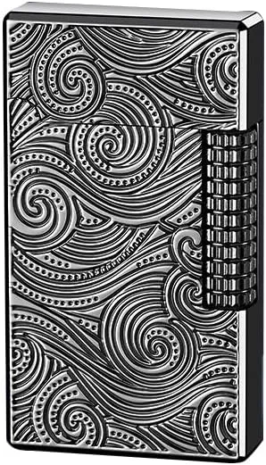 Metal Lighter, Dragon Relief Design, Side Wheel Frosted Lighter, Refillable Butane Lighter, Soft Flame Flip Lighter, Outdoor, Camping, Men's Gift (Black-Mechanical Wheel)