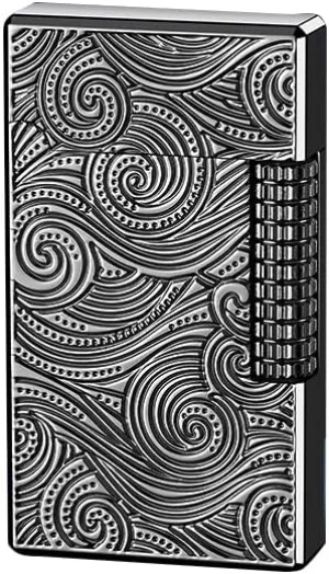 Metal Lighter, Dragon Relief Design, Side Wheel Frosted Lighter, Refillable Butane Lighter, Soft Flame Flip Lighter, Outdoor, Camping, Men's Gift (Black-Mechanical Wheel)