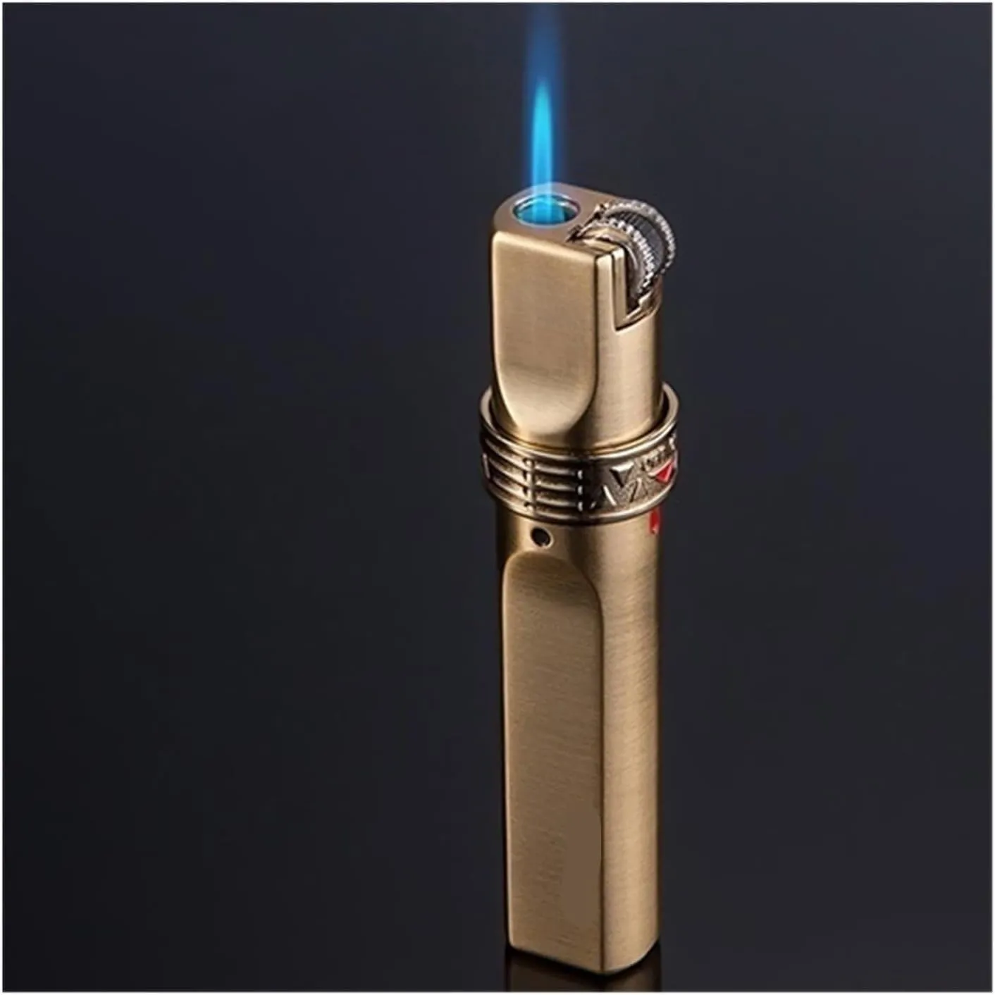 Metal Lighter Jet Flame Butane Grinding Wheel Windproof Inflatable Portable with Gift Box for Outdoor Use(#b098d5)