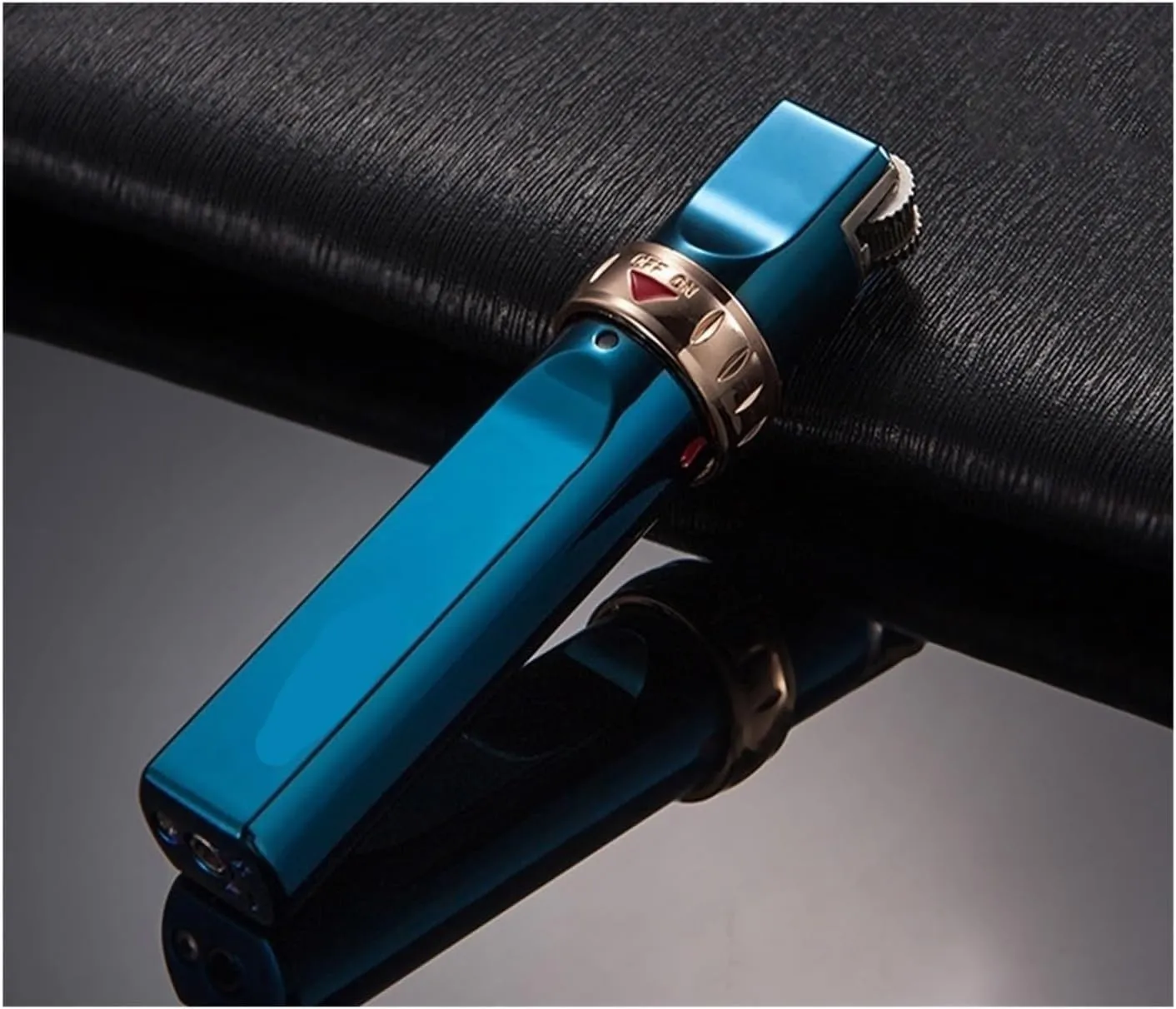 Metal Lighter Jet Flame Butane Grinding Wheel Windproof Inflatable Portable with Gift Box for Outdoor Use(#b098d5)