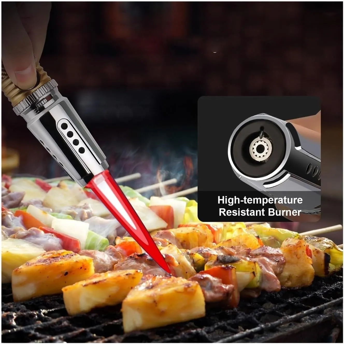 Metal Portable Lighter, Windproof Jet Lighter, refillable Butane Lighter, Adjustable Flame Lighter, Multifunctional Lighter with Safety Lock, Suitable for Candle Camping (Butane not Included)(Black)