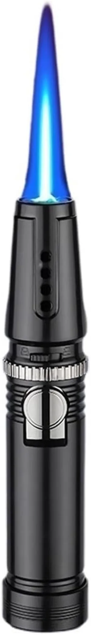 Metal Portable Lighter, Windproof Jet Lighter, refillable Butane Lighter, Adjustable Flame Lighter, Multifunctional Lighter with Safety Lock, Suitable for Candle Camping (Butane not Included)(Black)