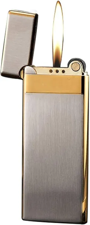 Metal Soft Flame Cigar Lighter, Refillable Butane Lighter Wheel Flint Ignition Portable Slim Lighter Adjustable Flame Dial, Men's Dad Husband Birthday Gift (Gas Not Included) (Color : CC)