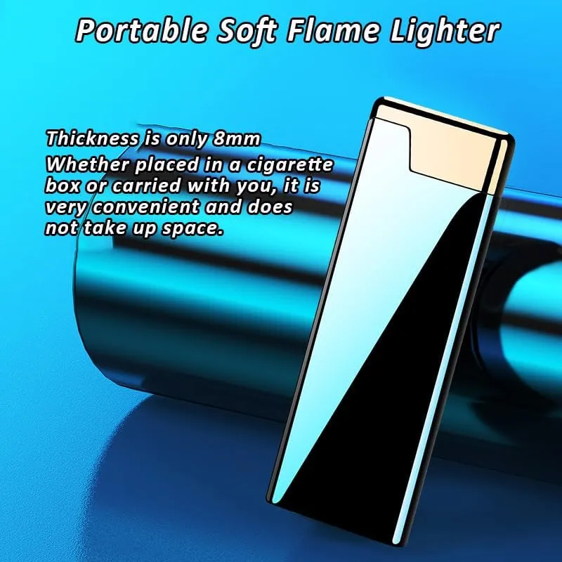 Metal Soft Flame Cigar Lighters Grinding Wheel Traditional Lighter Slim Adjustable Butane Lighter for Kitchen Grill BBQ Candle Camping (Silver)