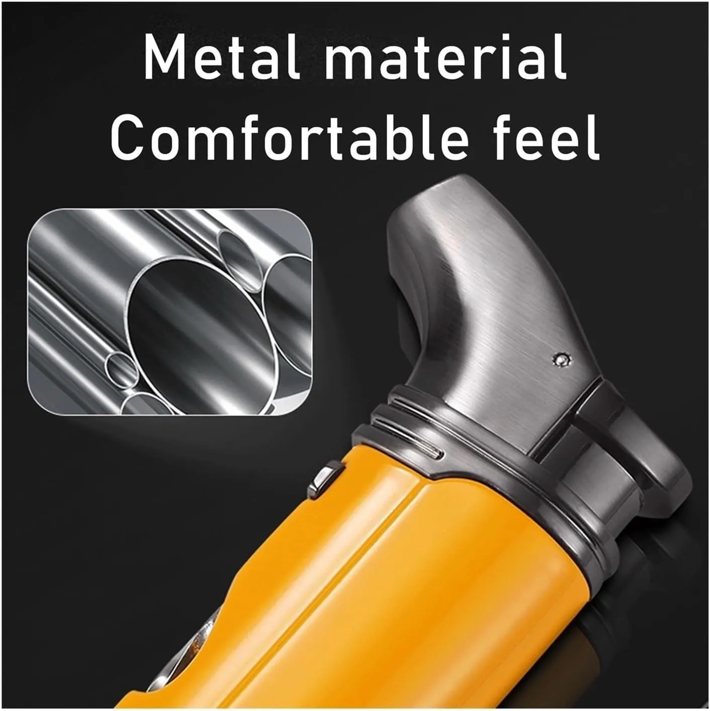 Metal Supplement Multifunctional Portable Tool Lighter, Adjustable Flame Lighter, Windproof Straight Flame Butane blowtorch Lighter, Camping, Travel, Wilderness(Orange)