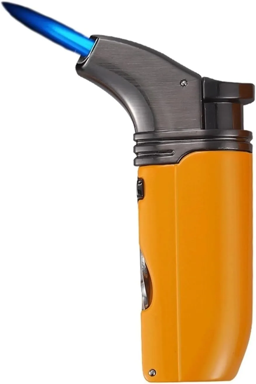 Metal Supplement Multifunctional Portable Tool Lighter, Adjustable Flame Lighter, Windproof Straight Flame Butane blowtorch Lighter, Camping, Travel, Wilderness(Orange)