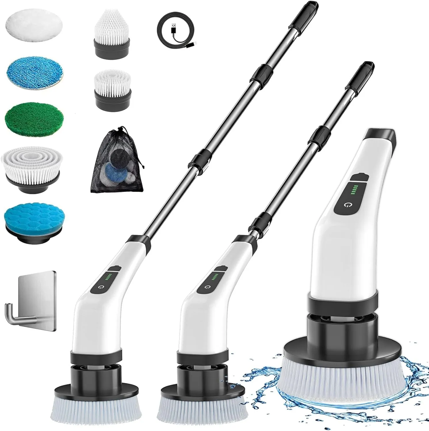MGLSDeet Electric Spin Scrubber Rechargeable Cleaning Brush with 7 Replaceable Brush Heads, Cordless and Portable Power Scrubber, Electric Bathroom Scrubber for Cleaning Tile, Window, Floor, Tub, Car
