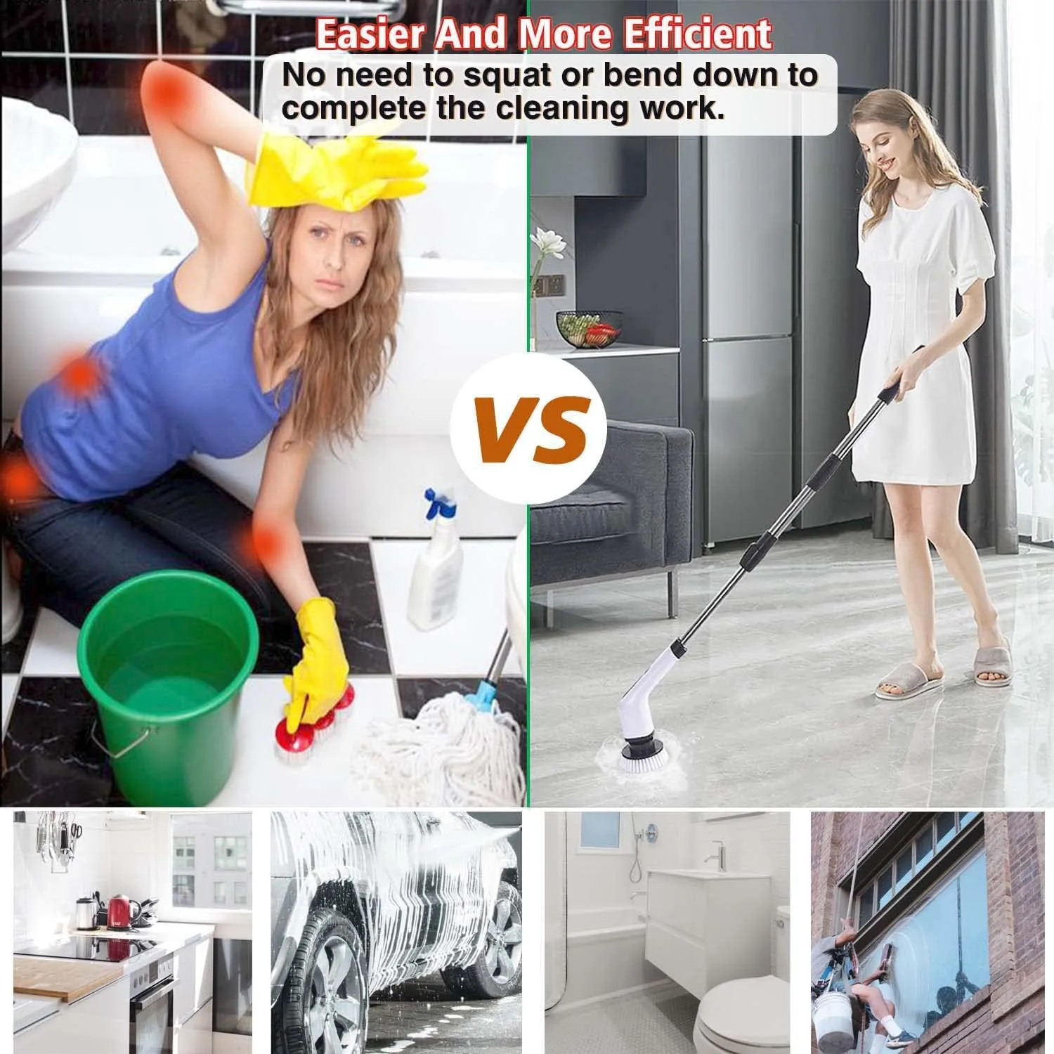MGLSDeet Electric Spin Scrubber Rechargeable Cleaning Brush with 7 Replaceable Brush Heads, Cordless and Portable Power Scrubber, Electric Bathroom Scrubber for Cleaning Tile, Window, Floor, Tub, Car