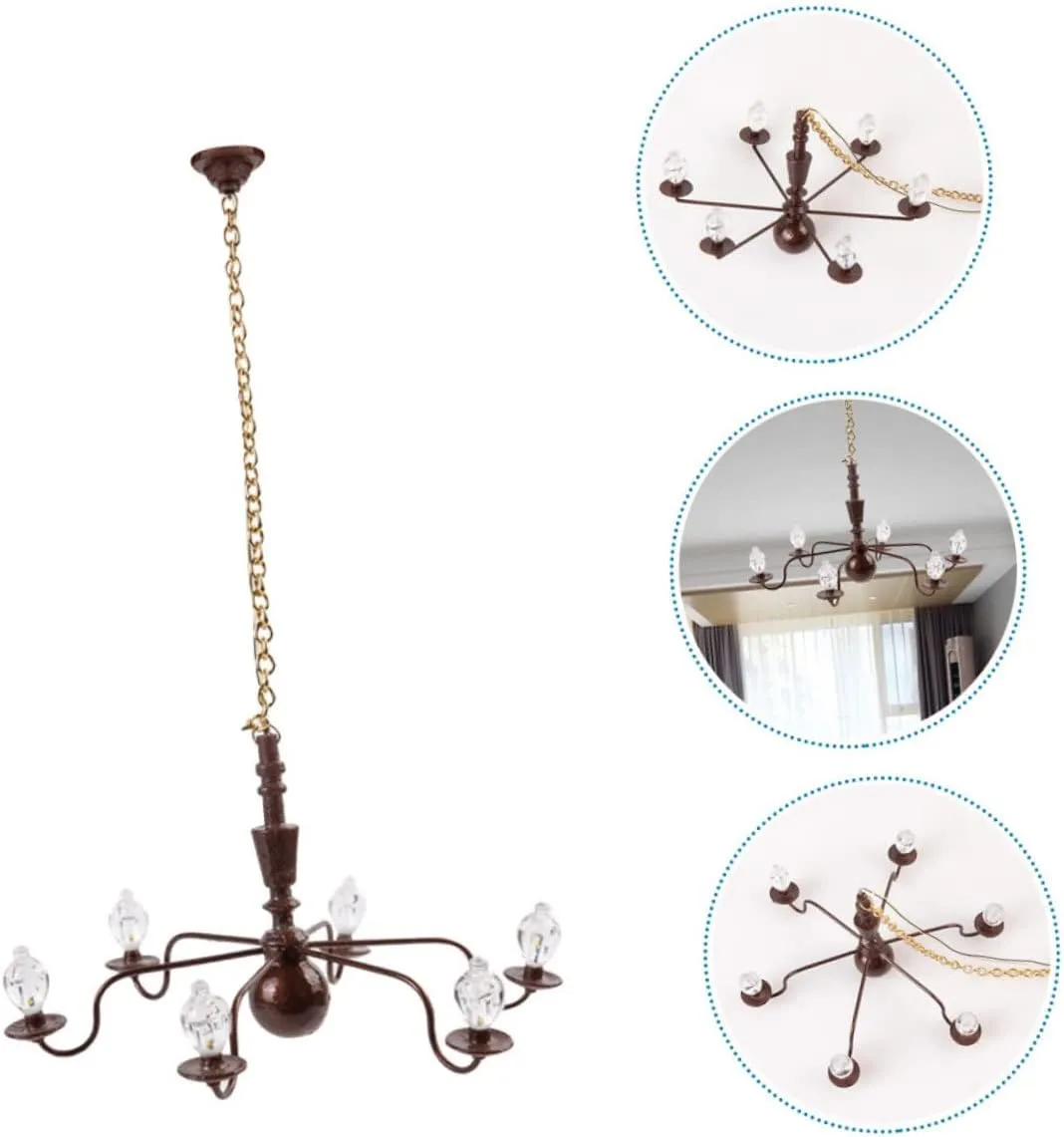 Miniature LED Ceiling Lamp for Dollhouse, Tiny Working Chandelier for Scale Models, Doll House DIY Decoration, Sand Table Mini Lights, Miniature Luminous Ceiling Lamp