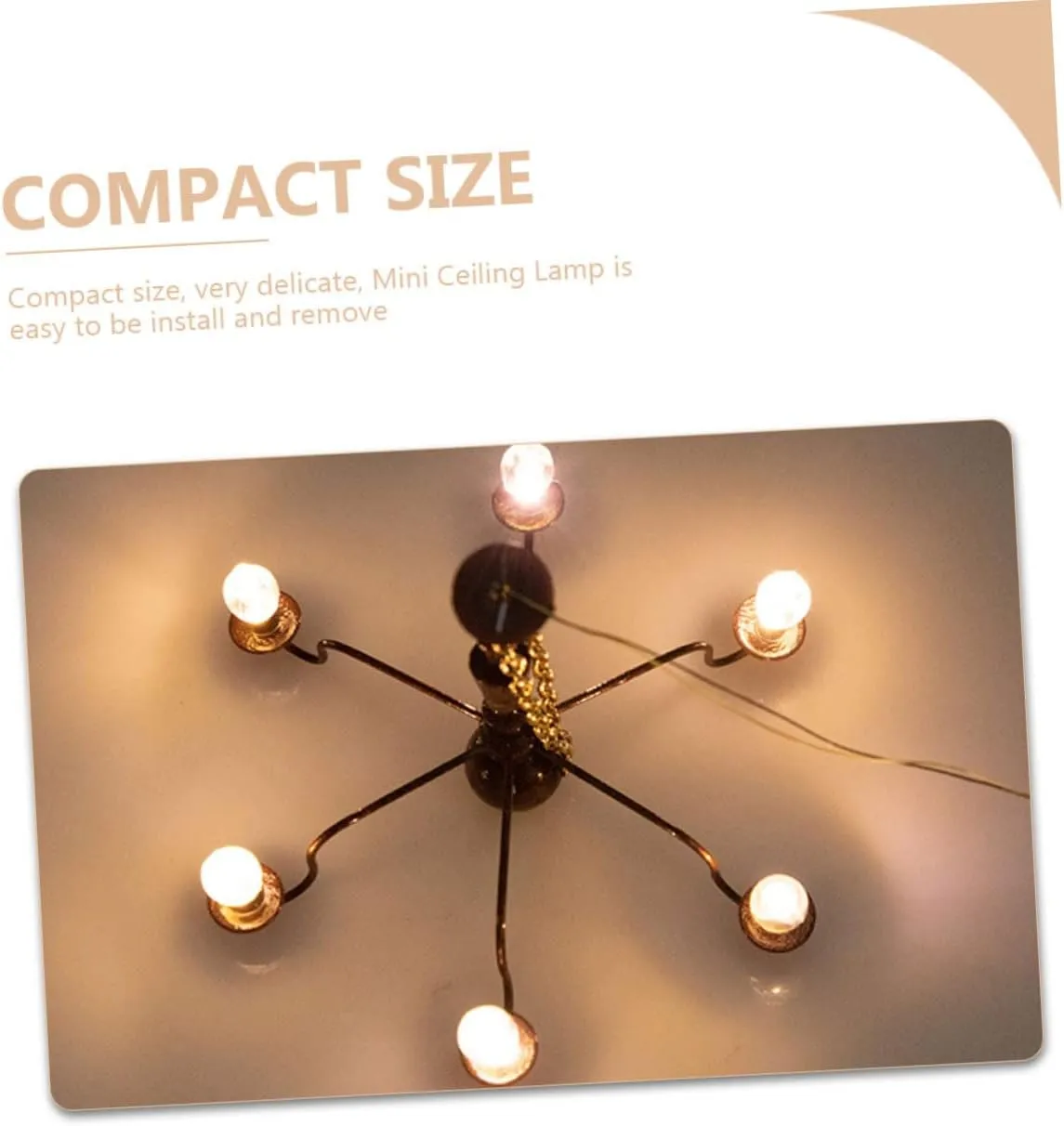 Miniature LED Ceiling Lamp for Dollhouse, Tiny Working Chandelier for Scale Models, Doll House DIY Decoration, Sand Table Mini Lights, Miniature Luminous Ceiling Lamp