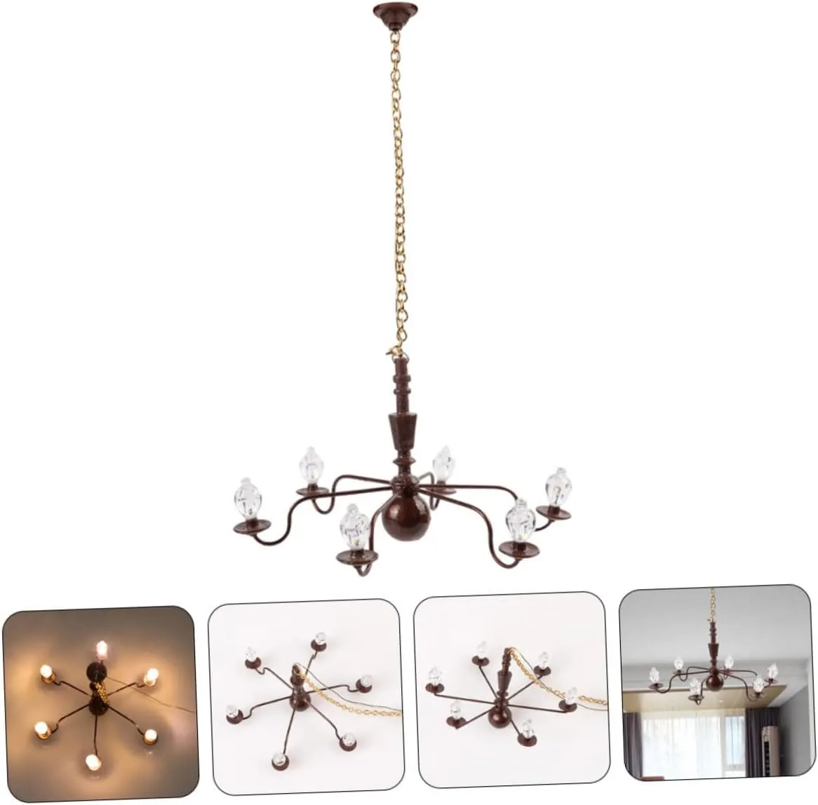 Miniature LED Ceiling Lamp for Dollhouse, Tiny Working Chandelier for Scale Models, Doll House DIY Decoration, Sand Table Mini Lights, Miniature Luminous Ceiling Lamp