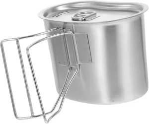 Mipcase Camping Cup Portable Cooking Pot Outdoor Kettle Pot Thermal Cup Durable Stainless Steel for Bbq Hiking and