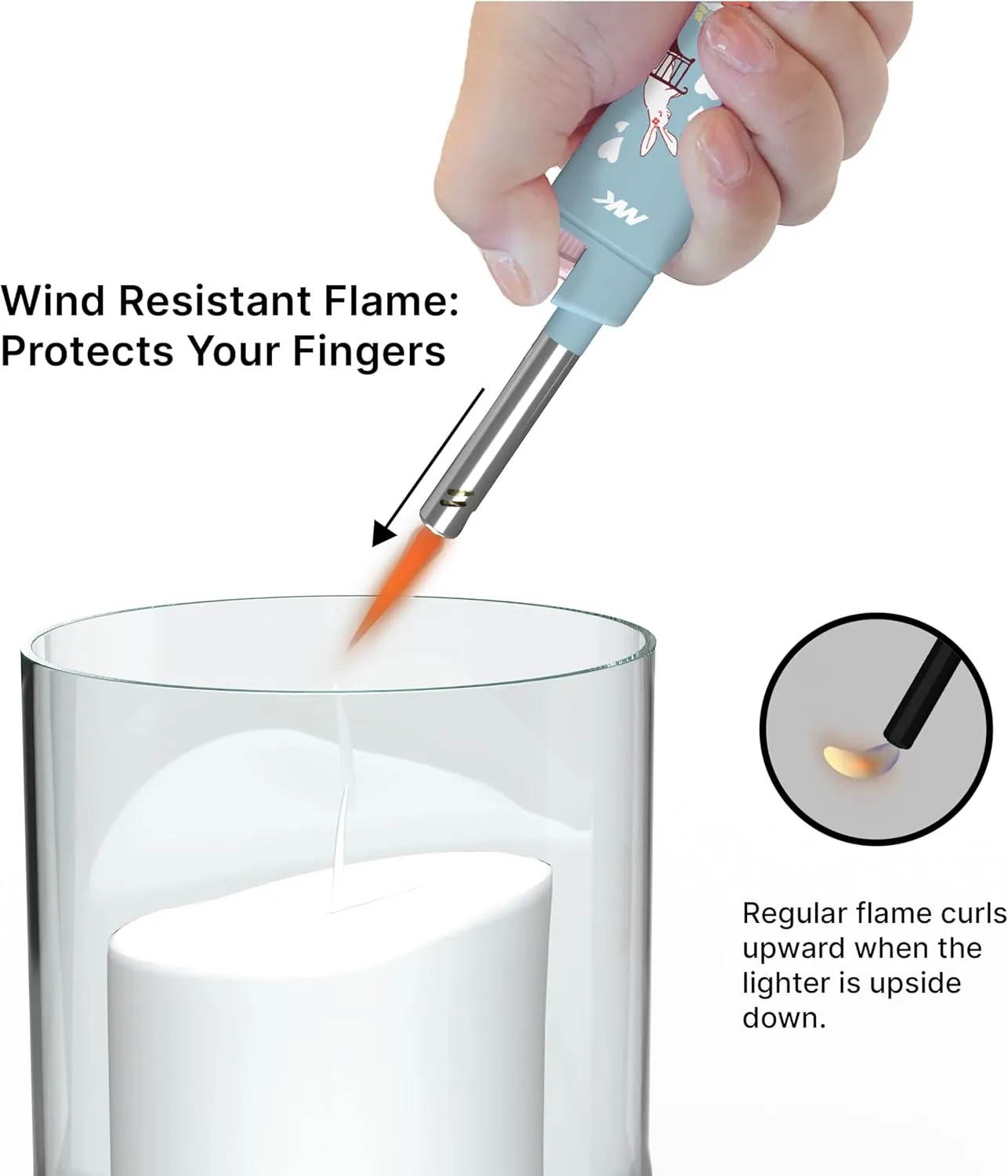 MK Lighter Candle Lighter, Windproof Refillable Butane Lighter for BBQ, Camping, and Outdoor Use (Polar Love-4PC)