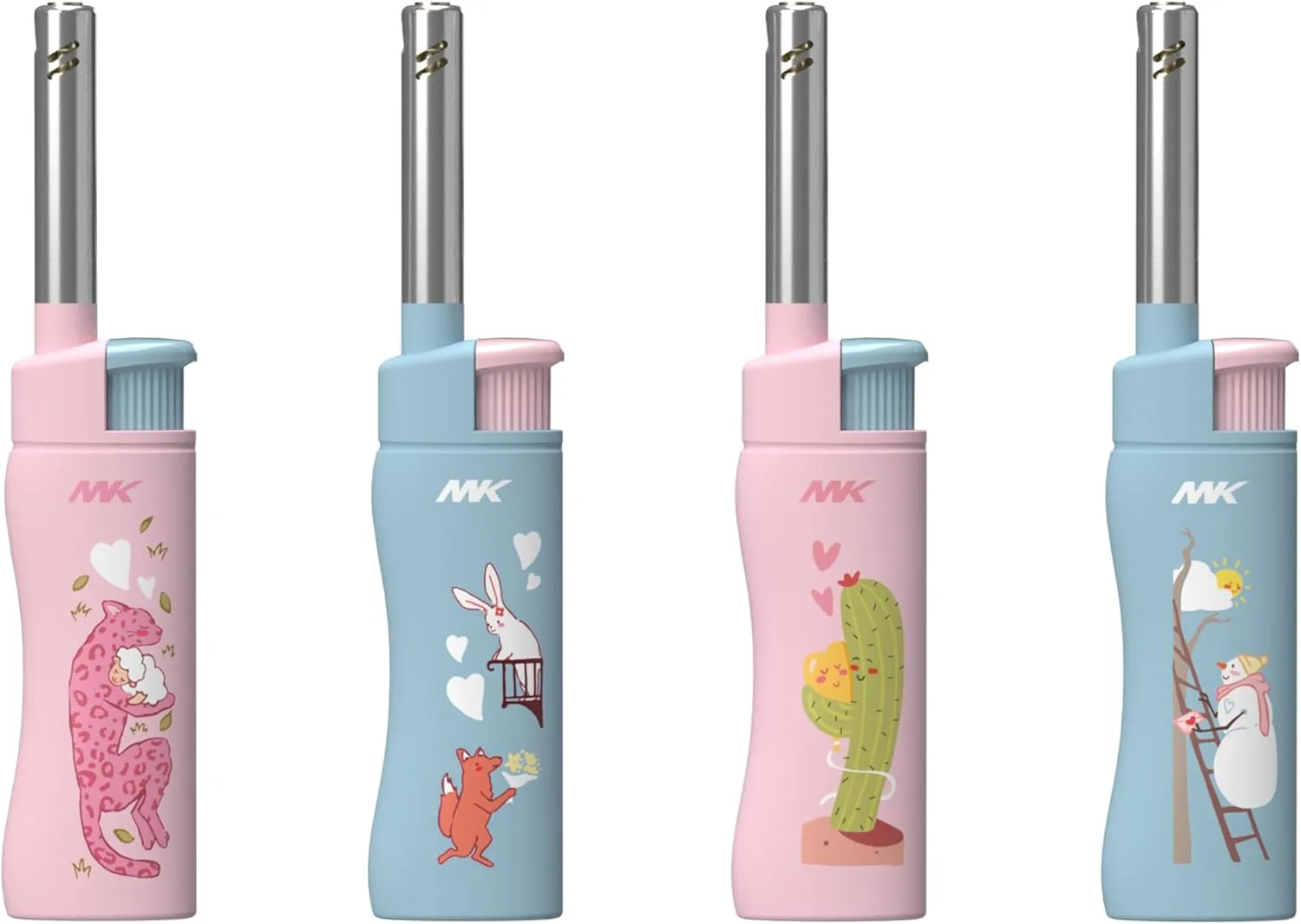 MK Lighter Candle Lighter, Windproof Refillable Butane Lighter for BBQ, Camping, and Outdoor Use (Polar Love-4PC)