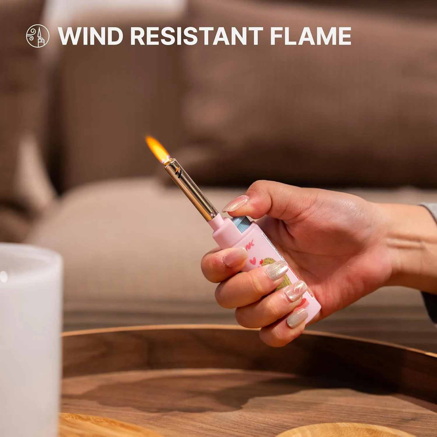 MK Lighter Candle Lighter, Windproof Refillable Butane Lighter for BBQ, Camping, and Outdoor Use (Polar Love-4PC)