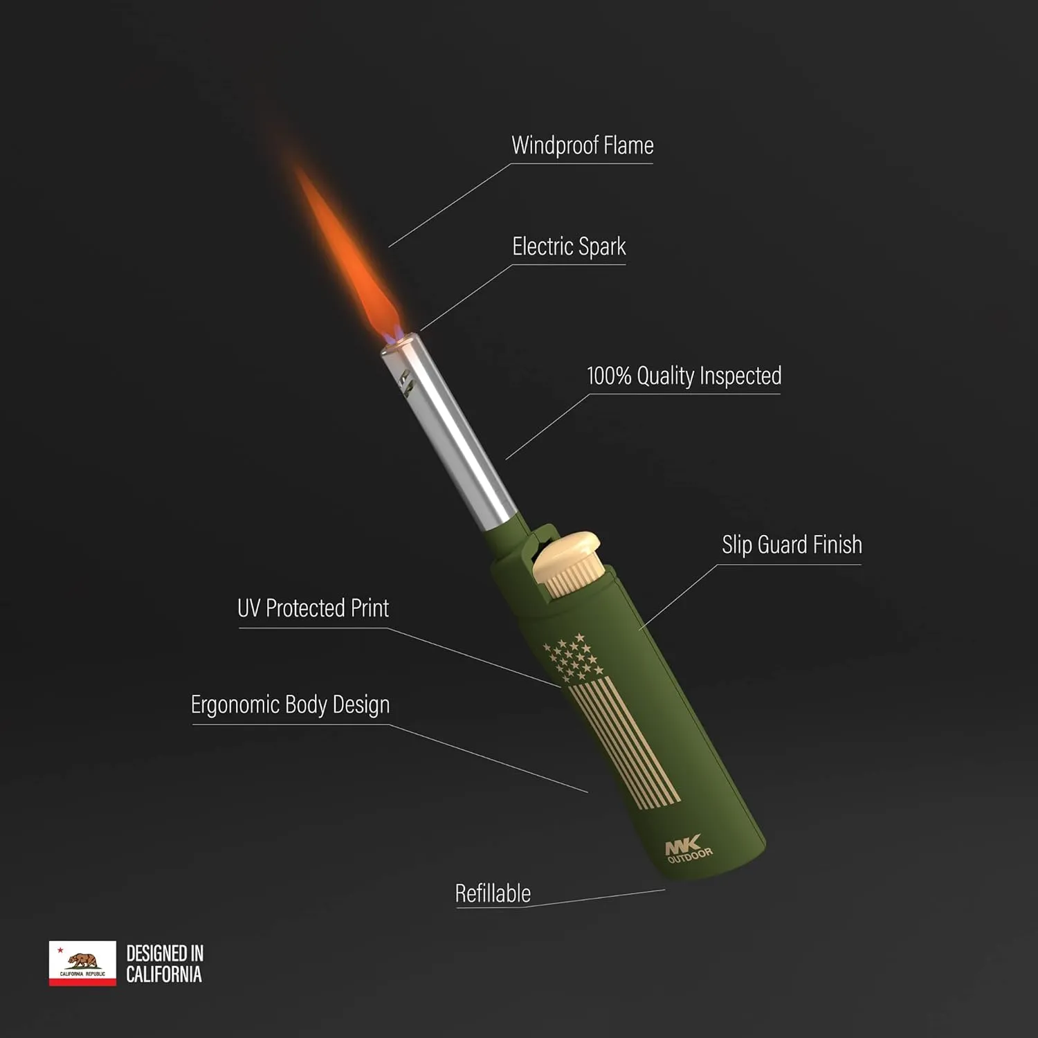MK Lighter Outdoor Series 4PC Lighters with 1PC Premium Butane Set, Wind Resistant Flame, Ideal as Lighters for BBQ, Camping Lighters, Butane with Refillable Lighters (Lantern-4PC Butane)