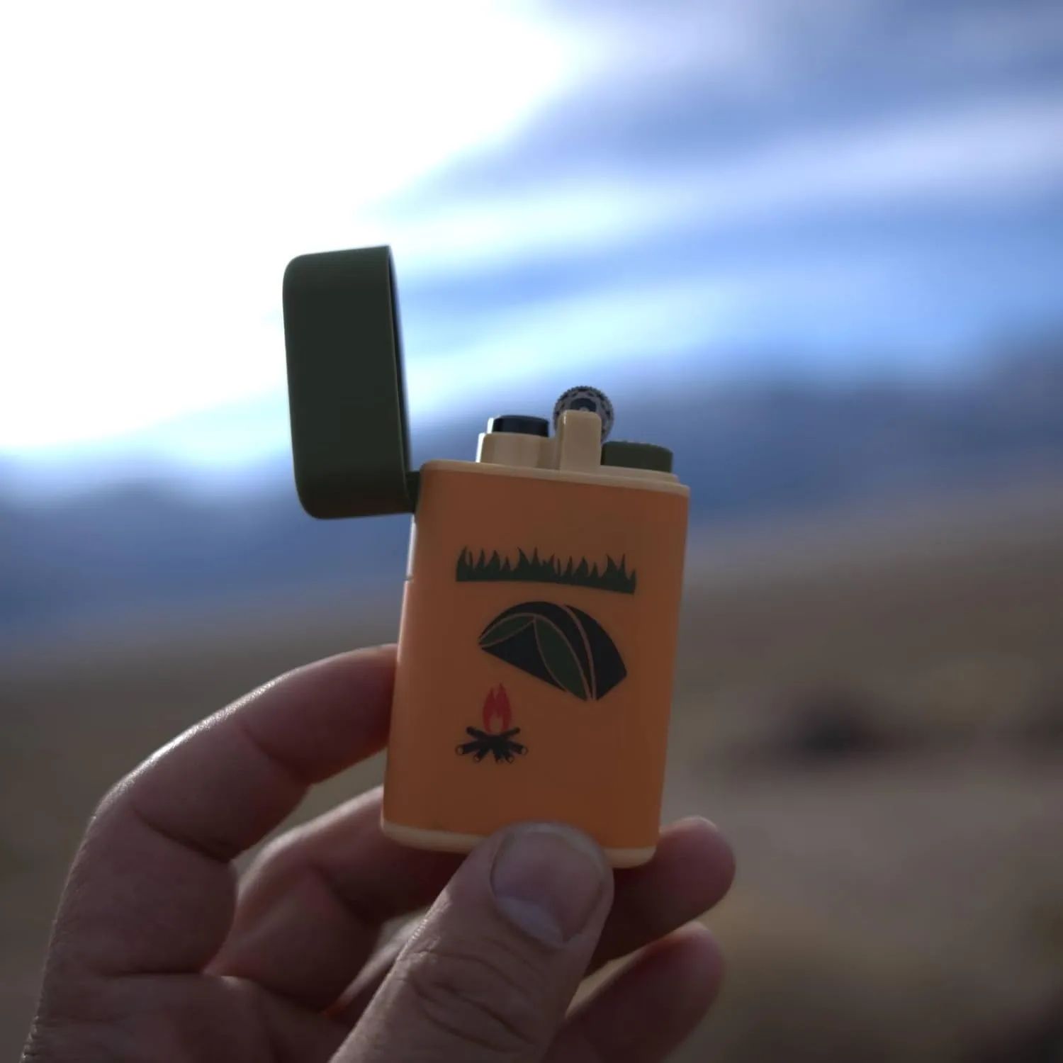 MK Lighter Outdoor Series Camper 4-Pack Assorted Designs, Refillable Butane Tank, Torch Flame, Prepping & Camping Supplies, Survival Lighters (Camper F)