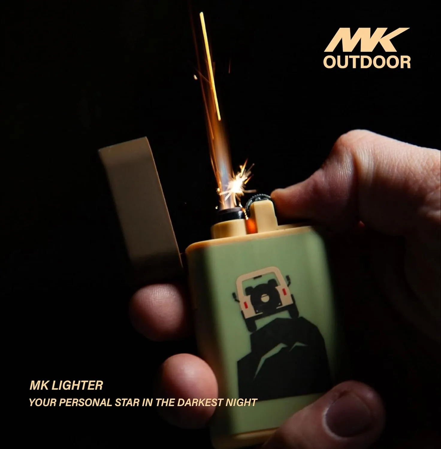 MK Lighter Outdoor Series Camper 4-Pack Assorted Designs, Refillable Butane Tank, Torch Flame, Prepping & Camping Supplies, Survival Lighters (Camper F)