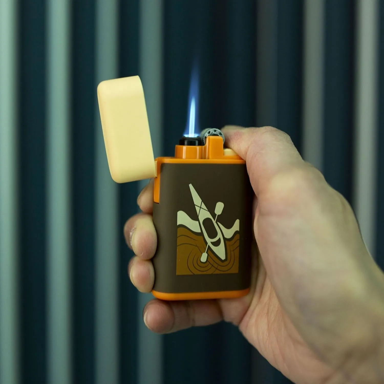 MK Lighter Outdoor Series Camper 4-Pack Assorted Designs, Refillable Butane Tank, Torch Flame, Prepping & Camping Supplies, Survival Lighters (Camper F)