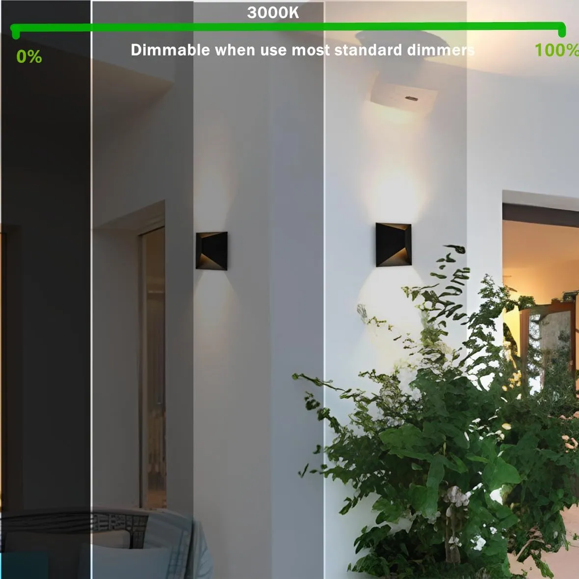 Modern Outdoor Wall Lights, Black LED Exterior Wall Light Fixtures, Dimmable 10W 3000K Up Down Patio Porch Lights Wall Mount Outdoor Sconces for House Yard Hallway
