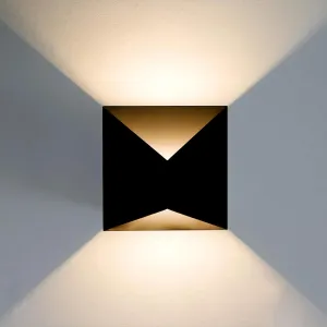 Modern Outdoor Wall Lights, Black LED Exterior Wall Light Fixtures, Dimmable 10W 3000K Up Down Patio Porch Lights Wall Mount Outdoor Sconces for House Yard Hallway