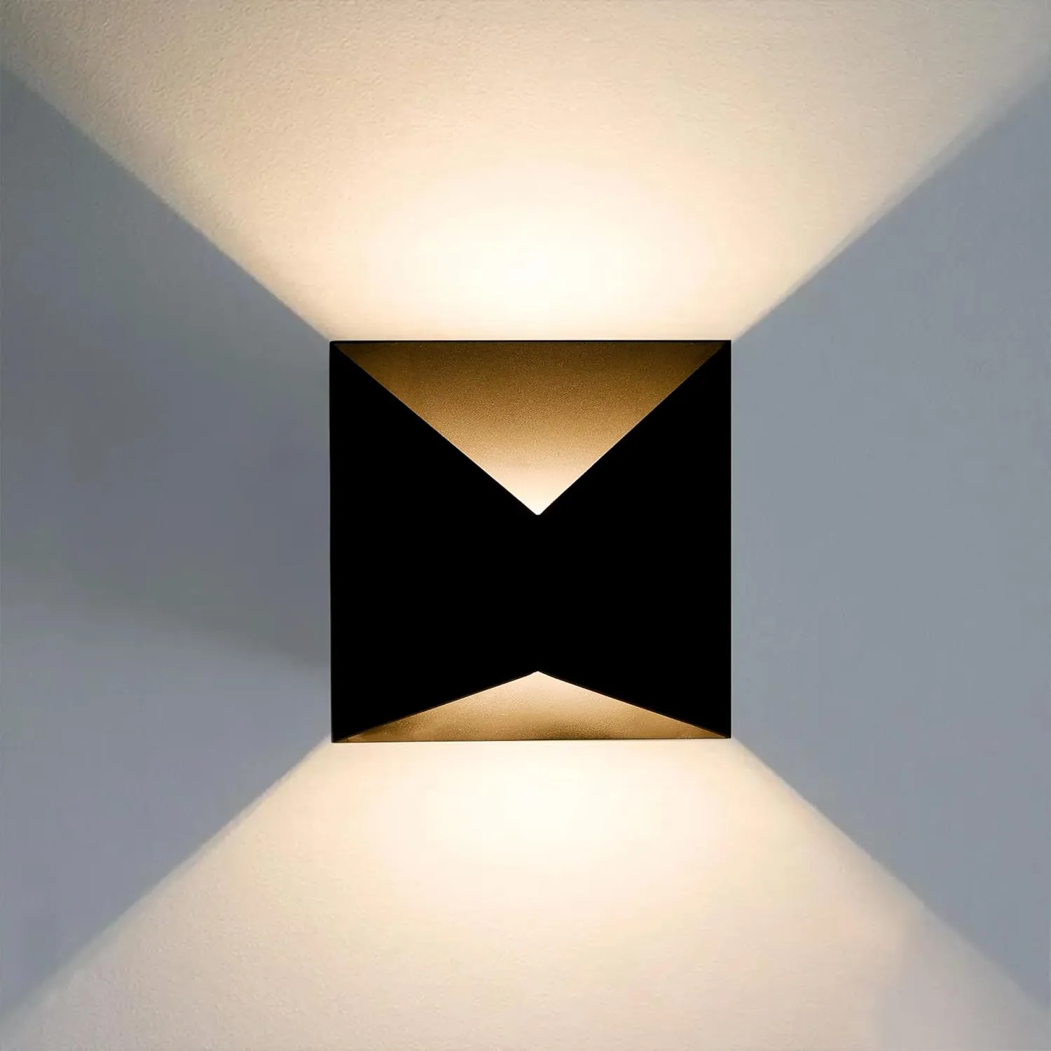 Modern Outdoor Wall Lights, Black LED Exterior Wall Light Fixtures, Dimmable 10W 3000K Up Down Patio Porch Lights Wall Mount Outdoor Sconces for House Yard Hallway