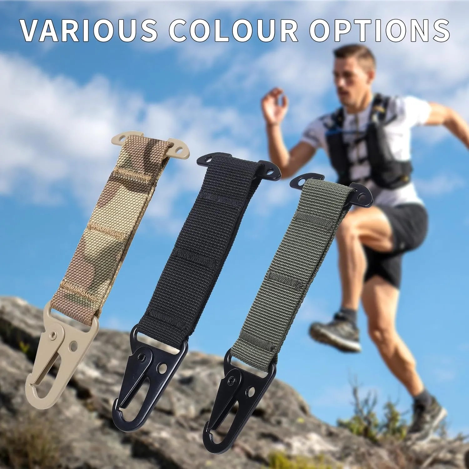 Molle Clips, T-Mount Tactical Belt Clip - No Plastic Parts, Webbing Battle Belt Clip for Tactical Gloves, Vest Accessories for Plate Carrier, Belt, Backpack