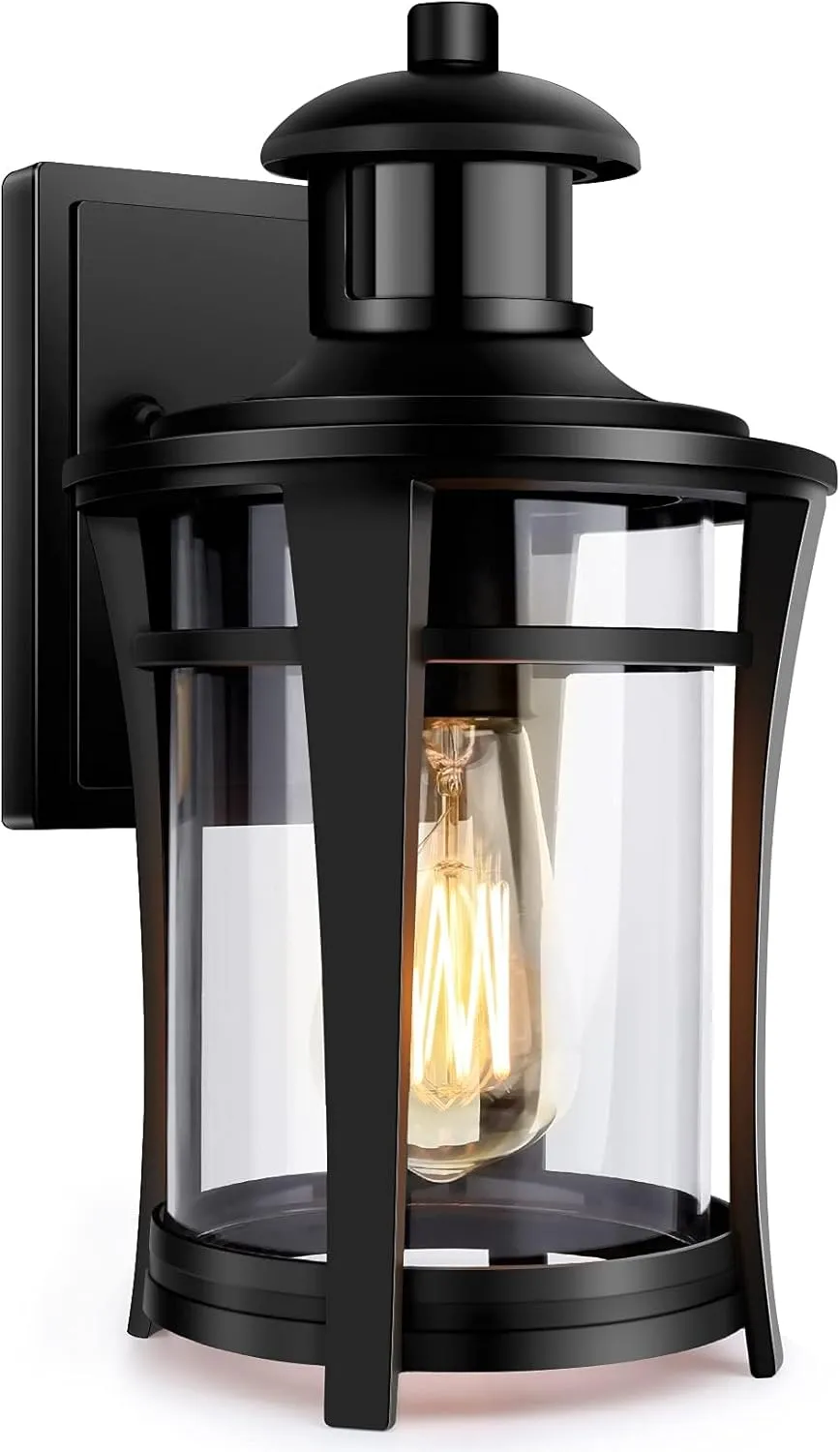 Motion Sensor Outdoor Lights, 3 Lighting Modes Porch Light Fixture for House, Dusk to Dawn Exterior Wall Light, Waterproof Aluminum Anti-Rust Lantern for Garage Entryway, Motion Activated