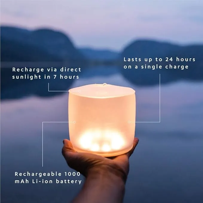 MPOWERD Luci Lux: Solar Inflatable Lantern Rechargeable via Solar or USB-C, 65 Lumens, Matte Finish   Warm White LEDS| Lasts Up to 24 hrs, Waterproof, Camping, Backpacking, Emergency Kits