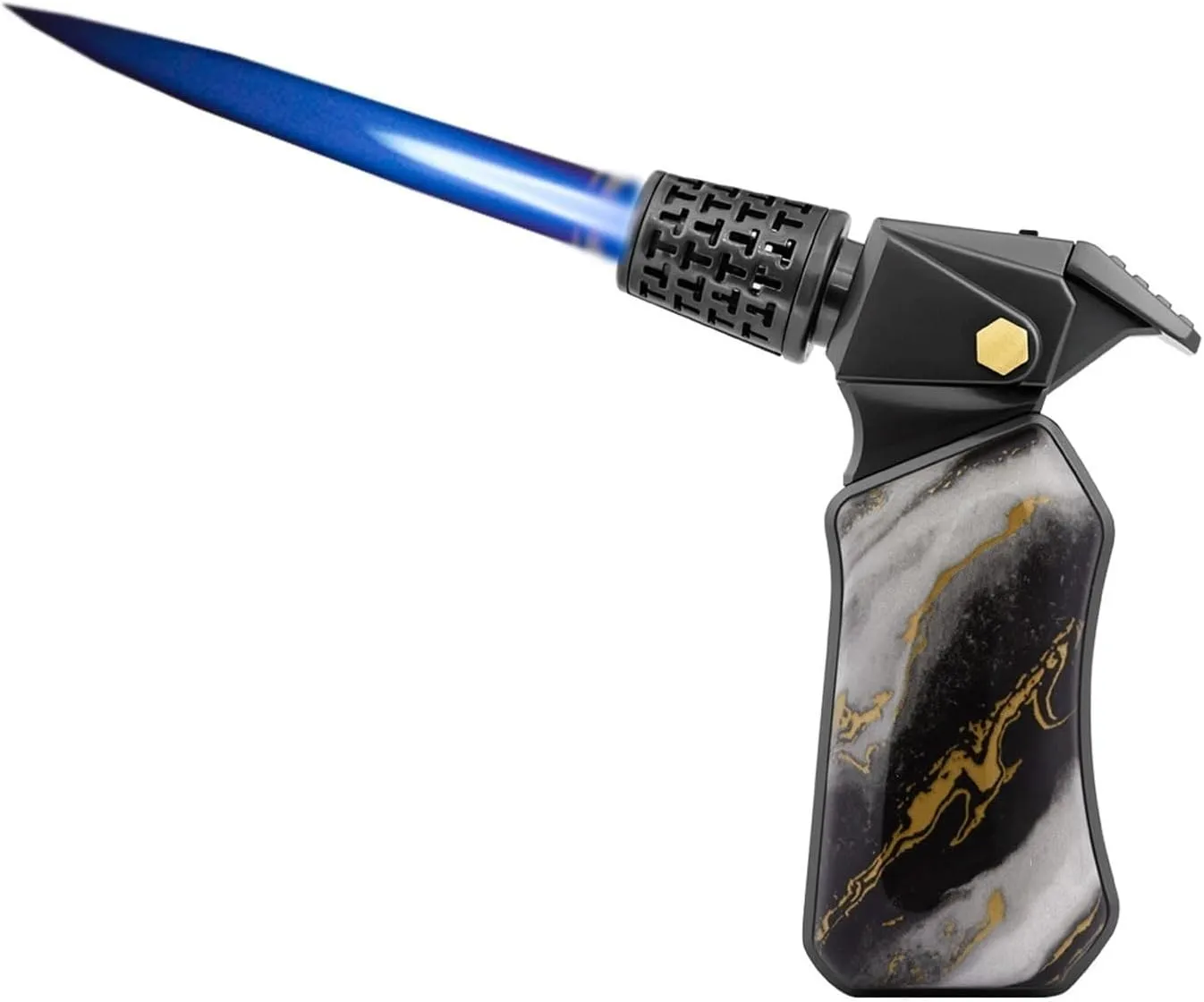 Multifunctional Retro Metal Lighters, Windproof Jet Flame, 360 Degree Ignition with Safety Lock, Refillable Gas Portable Lighter for Candle Camping (No Fuel)(Gray)