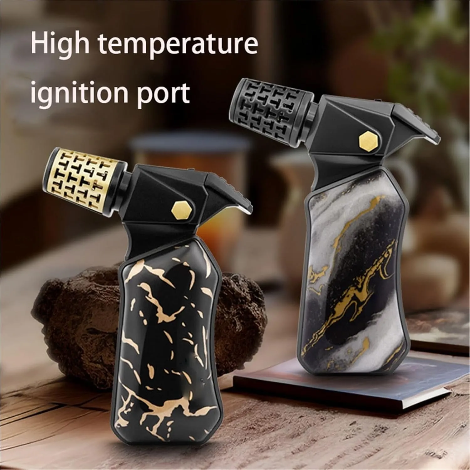 Multifunctional Retro Metal Lighters, Windproof Jet Flame, 360 Degree Ignition with Safety Lock, Refillable Gas Portable Lighter for Candle Camping (No Fuel)(Gray)
