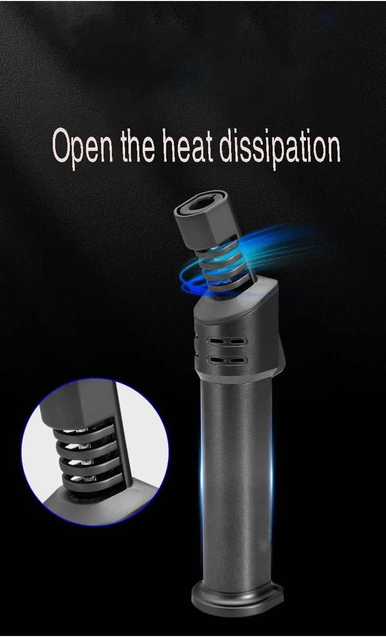 Multifunctional Torch Lighter, Adjustable Lockable Flexible Nozzle Spray Flame Refillable Butane Lighter with Gas Window Suitable for Candles, Baking and Camping (Gas Not Included)(Silver)