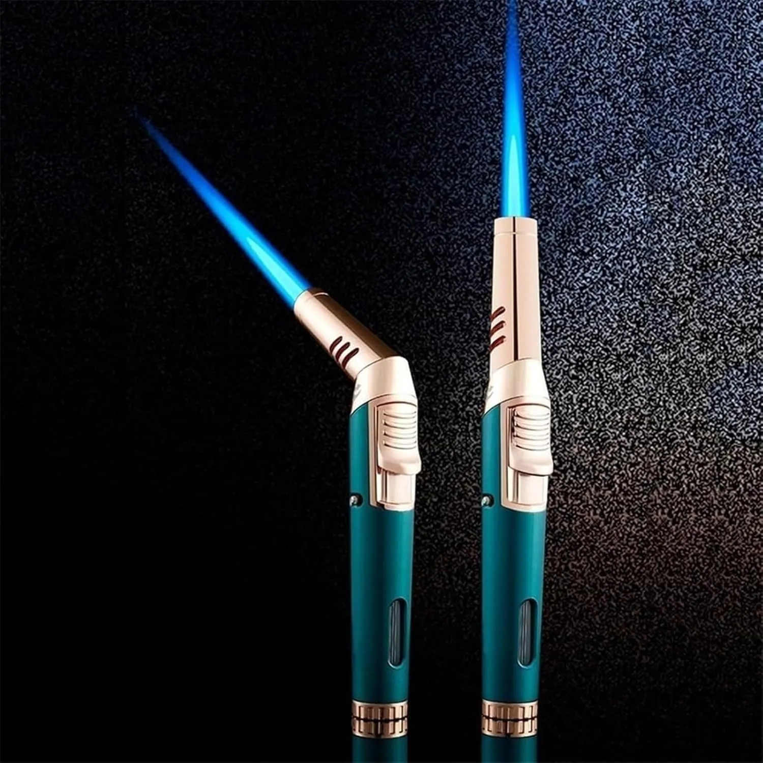 Multifunctional Windproof Portable Lighter, Adjustable Jet Flame Torch Lighter, Rechargeable Metal Inflatable Elbow Lighter, Lockable Lighter with Visible Window, Suitable for Outdoor Camping Candle H