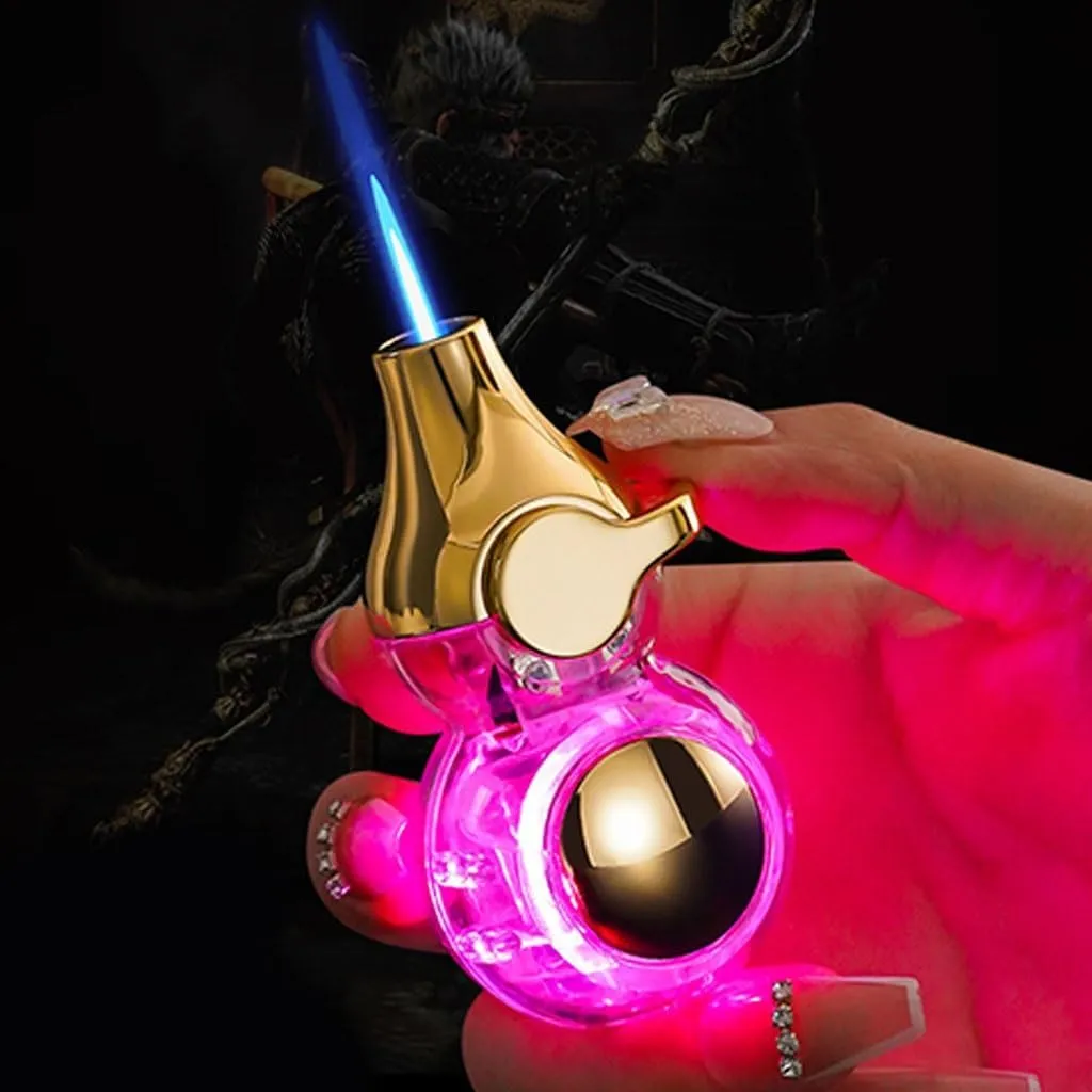 Multifunctional Windproof Rocker Arm Ignition, Refillable Butane Gas Lighter, Classic Mini Portable Torch Lighter for Candlelight Campfire, Candle Cigar Camping, Gift (Not Containing Butane)(Clear)