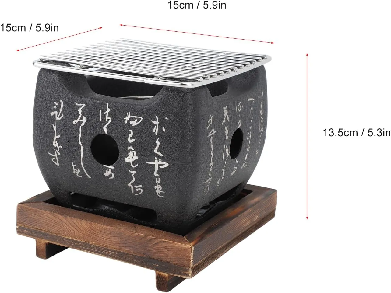 Mumusuki Mini Barbecue Grill, Japanese Food Charcoal Stove Portable Barbecue Stove for Home, Outdoor, BBQ Parties, Camping, Picnic (19.5x18cm / 7.7x7.1in)