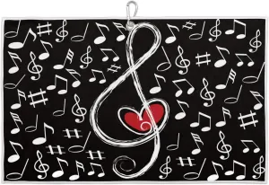 Musical Note Love Golf Towel with Heavy Duty Carabiner Ultra Absorbent Quick Dry Perfect for Cleaning Clubs Balls Gear Essential Golf Accessory for Men Women Kids