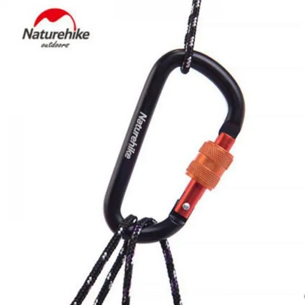 NatureHike 6cm Stainless Steel D Locking Carabiner Yellow