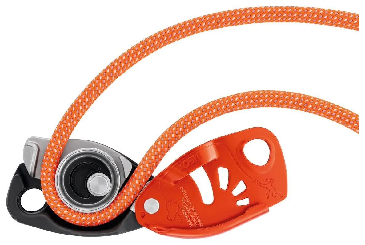 Neox Belay Pack - oranje, halfautomaat en safebiner