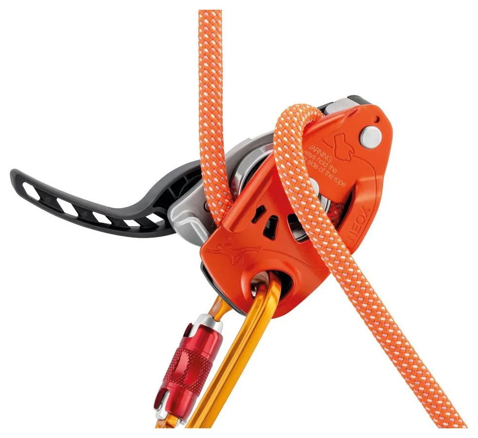 Neox Belay Pack - oranje, halfautomaat en safebiner