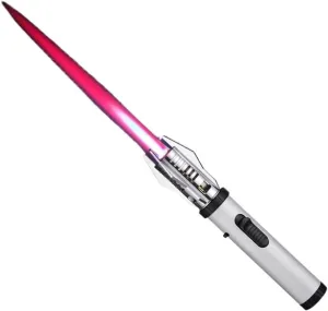 New Solar Beam Torch Lighter Windproof Adjustable Jet Flame Candle Lighter with Safety Lock Refillable Butane Lighter for Candle Camping BBQ Kitchen,Mens Gifts (Without Butane Gas) (Color : Silver)