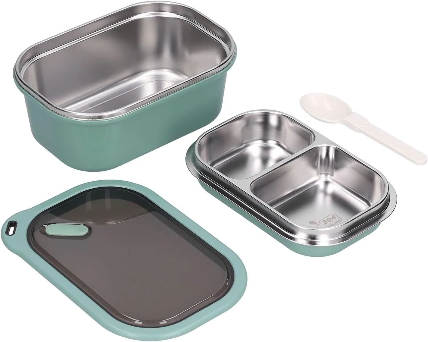 Niiyen Lunch Box 1200ml 2 Layers Hot Food Lunch Containers with Spoon, Portable Adult Bento Lunch Box Cold and Hot Food Storage for School Office Outdoor Travel